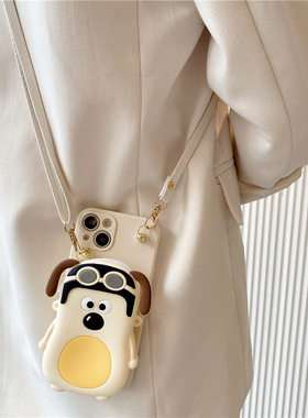 董白狗狗零钱包适用vivox200s手机壳x300pro斜挎x100/x90可爱s30女s20防丢s19/s18/s17背带y500全包s50防摔套