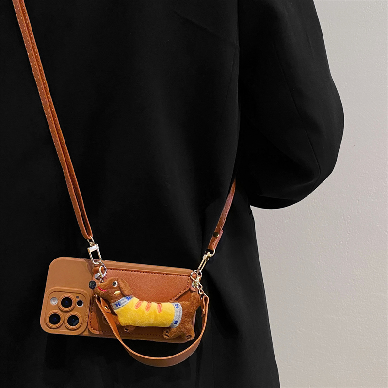 腊肠狗公仔零钱包挂绳手机壳