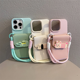 reno10女findx9全包A6 ins可爱立体卡通动物卡包适用opporeno15手机壳reno14新款 11pro个性 A5x防摔 reno13