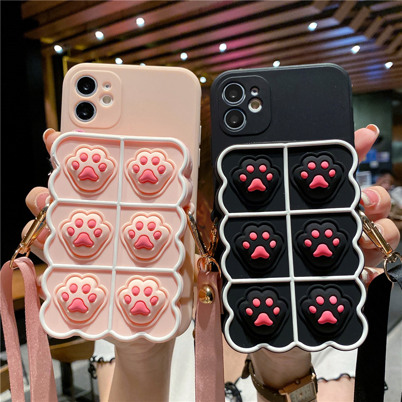 创意猫爪零钱包斜跨挂绳手机壳