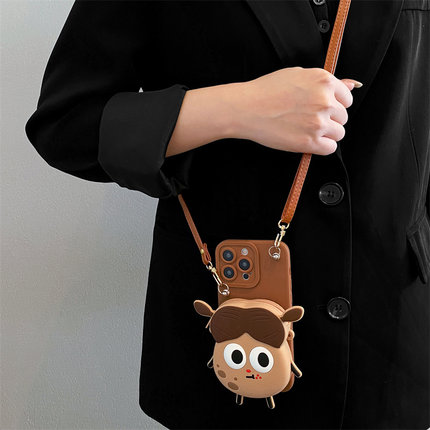 咖色土豆精灵零钱包适用荣耀500手机壳400pro/300/200保护套斜挎magic8/7卡通100背带90挂绳80/7060全包x50女