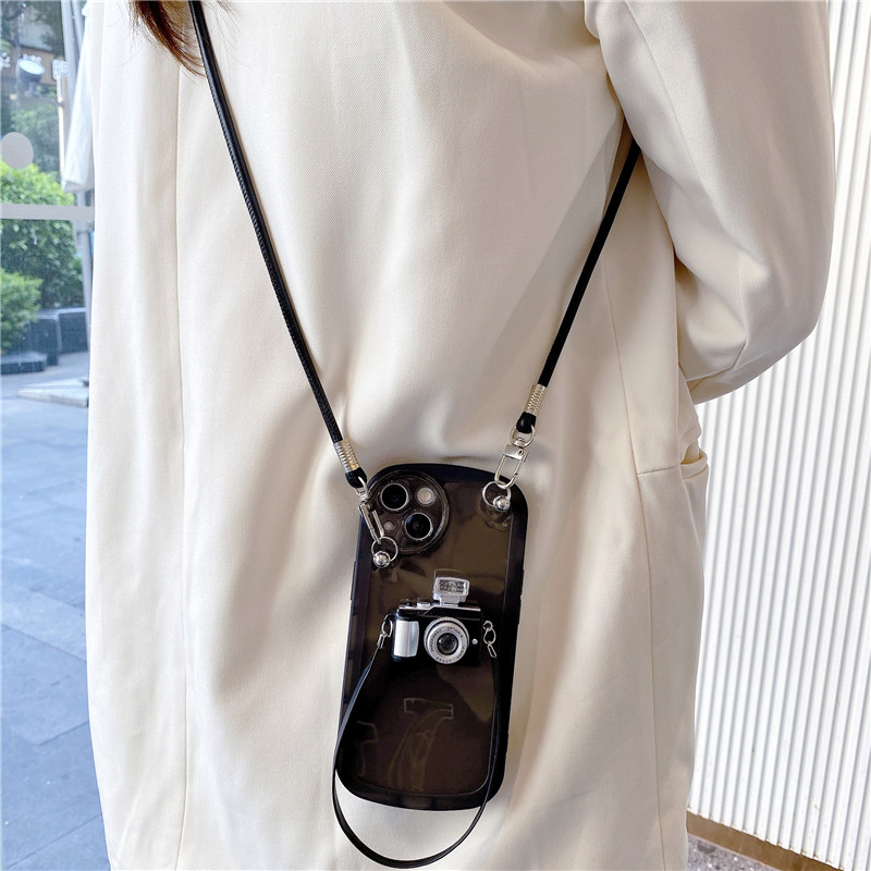 发光相机个性手机壳带挂绳