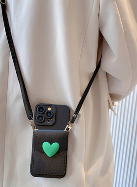 绿色爱心卡包适用荣耀500pro手机壳400/300/200pro保护套100插卡magic8/7斜挎90gt背带80挂脖70简约60全包win