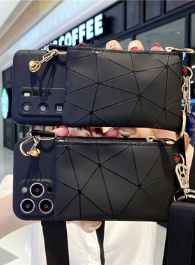 菱格零钱卡包适用opporeno15手机壳reno14/13/12pro硅胶reno11简约reno10斜挎findx9/8背带A6全包A5防摔A3x女