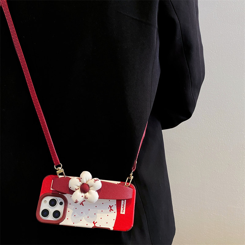 ins蝴蝶结花朵手腕带适用华为pura70pro手机壳mate70/mate60pro+新款p60斜跨挂绳mate50e女款mate40pro手机壳