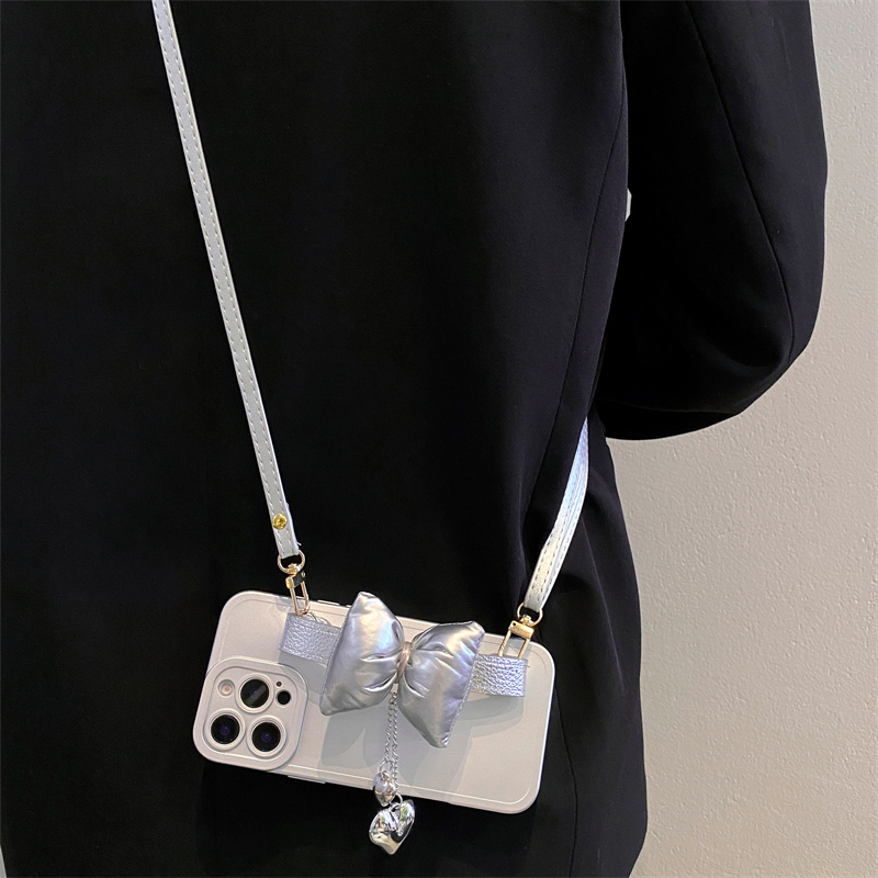 银色爱心蝴蝶结腕带适用vivox200pro手机壳x100简约x90x80x70斜挎s20挂绳s19/s18/s17/s16硅胶y78软壳y77女潮