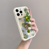 13小清新11少女14创意12 ins风绿色爱心花朵腕带适用iPhone17pro手机壳苹果16promax新款 15pro女款 xs全包软壳