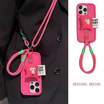 玫红芝麻街支架适用opporeno13手机壳reno12/11/10pro新款reno9背带findx8/7斜挎A97挂绳A58全包A93防摔A57女