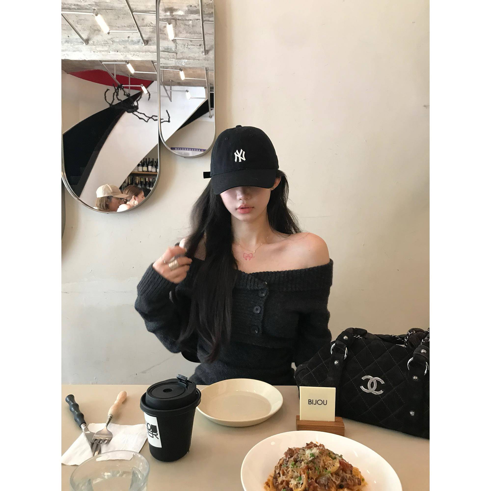 sheepland高智姐姐 韩系气质一字肩羊毛针织衫秋辣妹露肩毛衣上衣