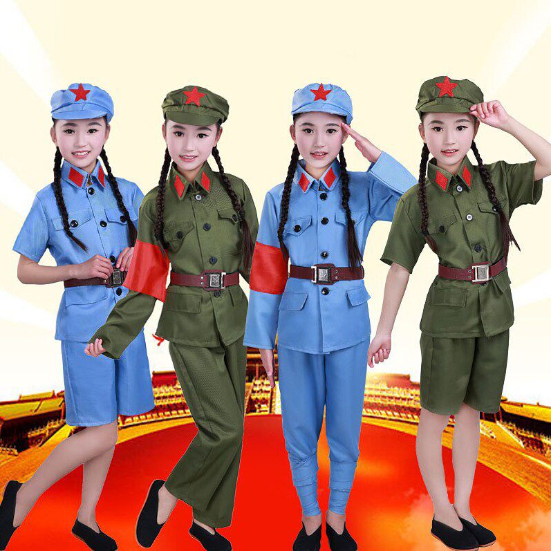 小红军演出服六一儿童军装长征表儿童演出服