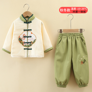 汉服男童秋冬季加绒中国风套装儿童唐装女孩宝宝古装新年装演出服