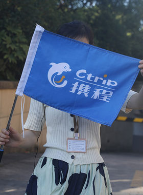DIY 导游旗定制旅行社 diy个性旅游团旗帜 定做领队手拿小旗子带伸缩旗杆团建旗订做订制  路队旗 引导旗定做