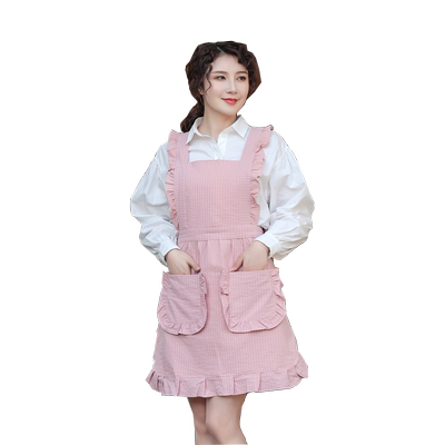 围裙新款女成人家用厨房防油韩版时尚可爱棉布做饭围腰工作服罩衣