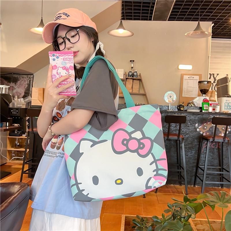 2025新款帆布手提托特女包萌卡通可爱学生上课包袋软妹时尚单肩包