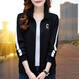 春季休闲短款外套女士2026新款春秋款中年妈妈装卫衣开衫运动上衣