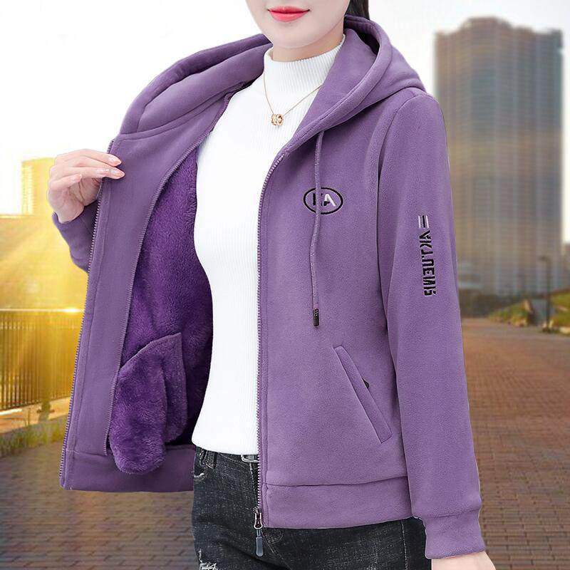春秋中年女士摇粒绒外套