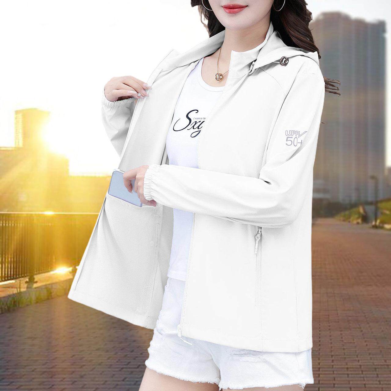 夏季白色防晒衣女外穿薄款2026新款防紫外线妈妈冰丝防晒服皮肤衣