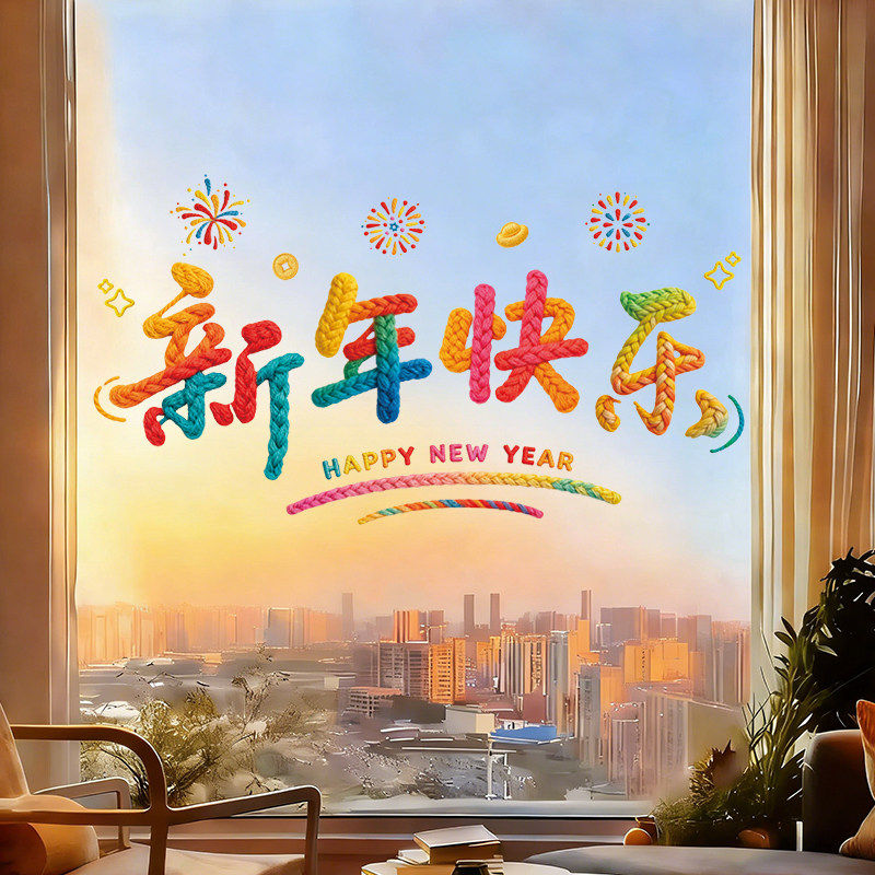 春节布置窗花马年2026新款福字静电贴纸新年玻璃装饰门贴卡通年味,家居饰品,软装墙贴,淘宝优惠券,粉丝福利购,淘宝优惠卷