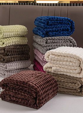 Winter cut plaid double-sided rabbit fleece blanket 兔毛绒毯