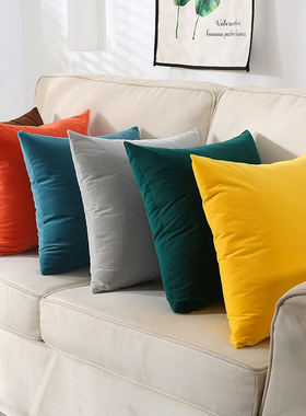 ins velvet solid color pillow jacket sofa pillowcase cover