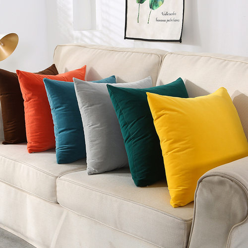 ins velvet solid color pillow jacket sofa pillowcase cover