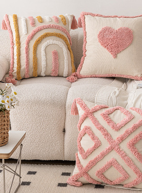 Fresh Cute Heart Desig Pink Fleece sofa pillow cushion cover