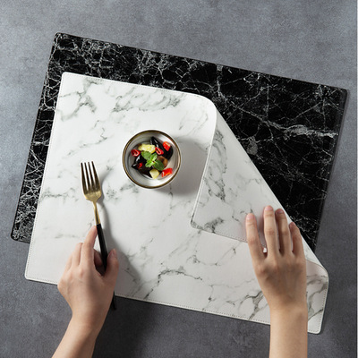 Modern minimalist Nordic marble grain leather placemat heat