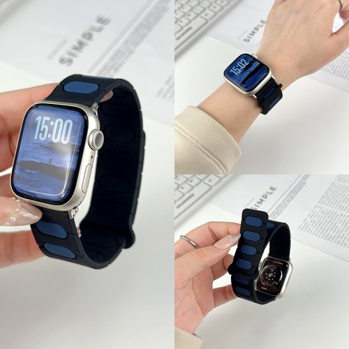 适用applewatch ultra3表带iwatch手表带苹果S10手表S9硅胶磁吸高级椭圆男运动ultra2运动SE智能腕带49mm新款