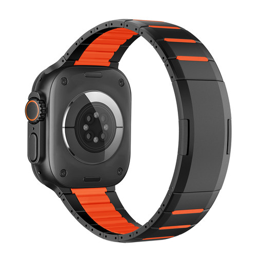 适用苹果手表表带applewatch ultras3表带钛橙男款s9表带iwatch11金属钛合金7/6高级se运动S8女S10智能配件潮