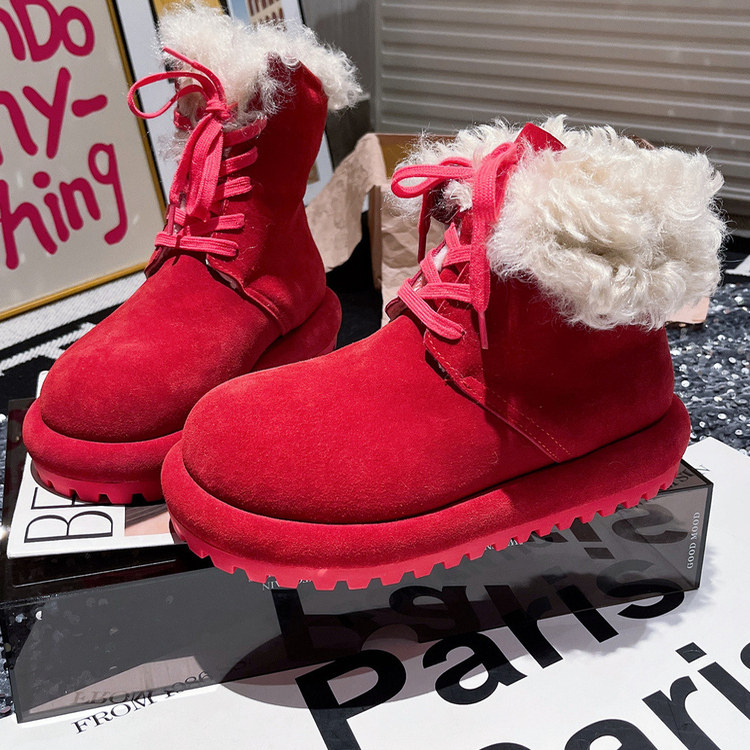 4厘米~2025冬欧货系带翻领羊卷毛毛鞋大头两穿勃肯鞋雪地棉靴女鞋,女鞋,时尚雪地靴,淘宝优惠券,粉丝福利购,淘宝优惠卷