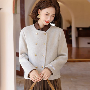 贵夫人妈妈秋装新款双面呢绒外套洋气高贵中年女秋冬时尚毛呢大衣