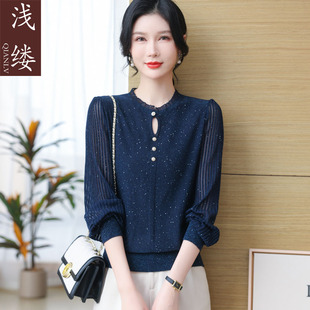 洋气纱袖 针织上衣大码 小衫 中年女气质薄款 2024新款 年轻妈妈春夏装