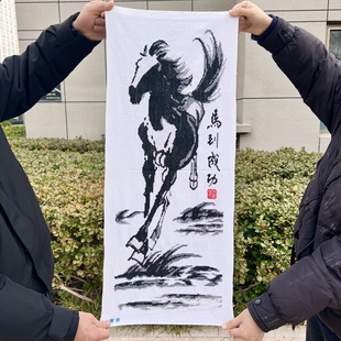 一匹马纯手工绣好的十字绣成品新款马到成功骏马图客厅装饰画竖版