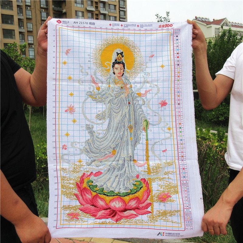 爱络21570纯手工秀好的成品滴水观音坐莲菩萨佛像新款客厅画出售