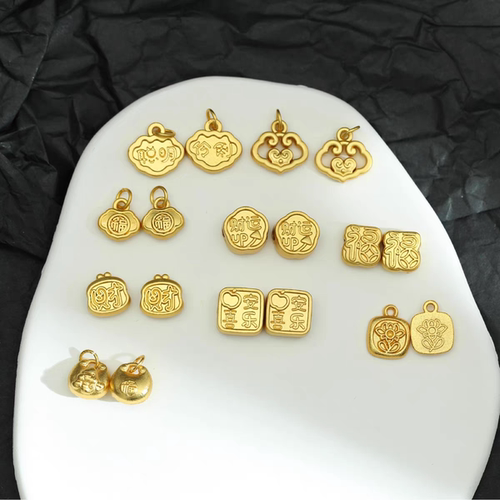 古法沙金小配件纯金色福顺吊坠滴溜挂坠DIY手链手编绳配件