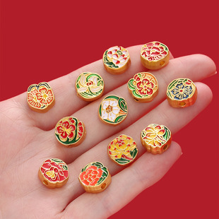 沙金十二月生辰花diy配珠手串手链项链小孔爆款热卖精品配件