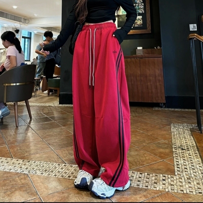 安可拉红运动裤女2025秋季新款