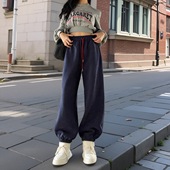 高腰宽松显瘦阔腿哈伦休闲束脚灯笼卫裤 美式 2026新款 女春季 运动裤