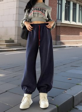 美式加绒运动裤女2026秋季