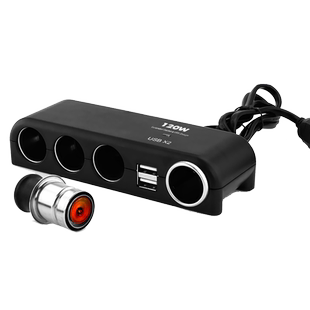 点烟器一拖四汽车充电器一分三车载多功能带双USB插头母座可点烟