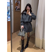 韩式 搭配一整套冬装 高级感加绒毛领卫衣运动服短裙两件套减龄显瘦
