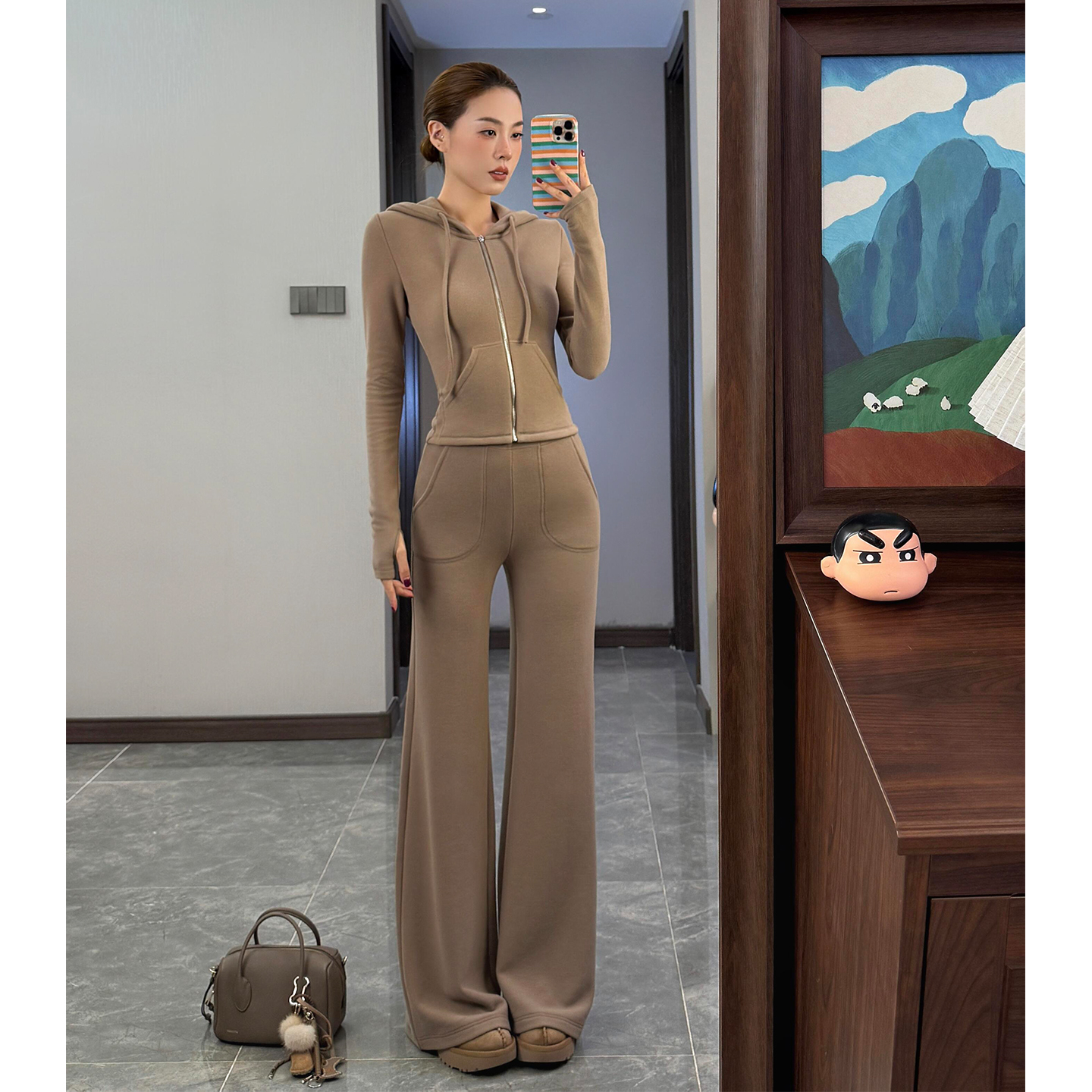 韩系冷淡独特漂亮加绒卫衣运动服