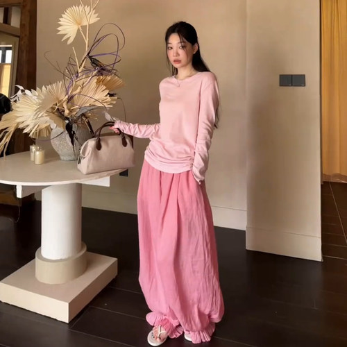 休闲运动粉色一整套ootd穿搭韩系