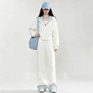 休闲运动服套装女秋冬韩版宽松学院风显瘦高级感连帽卫衣两件套潮