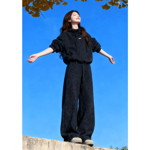 2026超火冬装 高级感豹纹加绒连帽卫衣运动服两件套 一整套欧货时尚