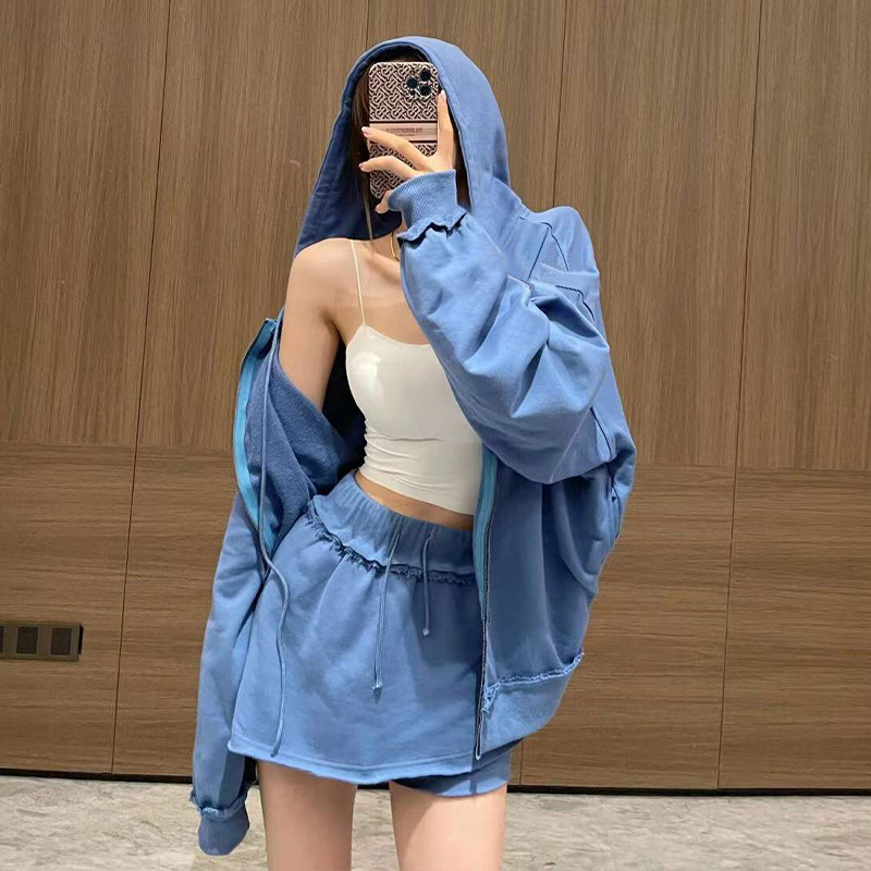 秋季2025年新款女设计感小众炸街休闲时尚运动卫衣半身裙两件套装