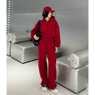 2026超火冬装一整套本命年红色圣诞穿搭高级感卫衣休闲运动两件套