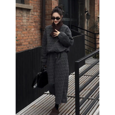 高级感巨好看的菱行格两件套冬装