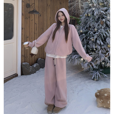 双面糯米绒韩系穿搭高级感运动服