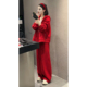 高级感新年红色套装 韩系减龄休闲运动连帽卫衣两件套 2026春季 新款